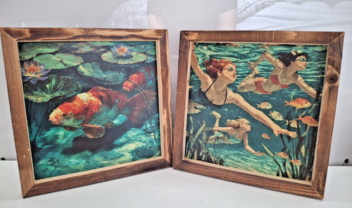 Pair aquatic art prints on - pair,